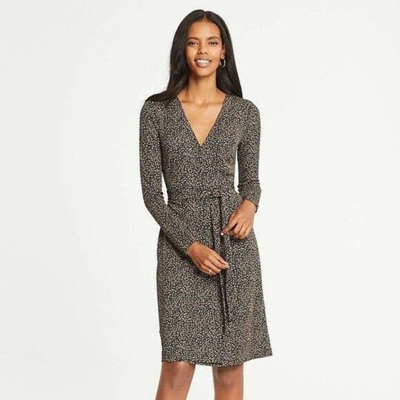 NWT Ann Taylor Animal Print Cheetah Wrap Dress - Picture 1 of 11